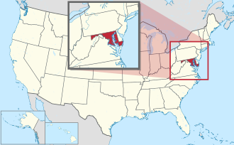 Map showing Maryland within the United States