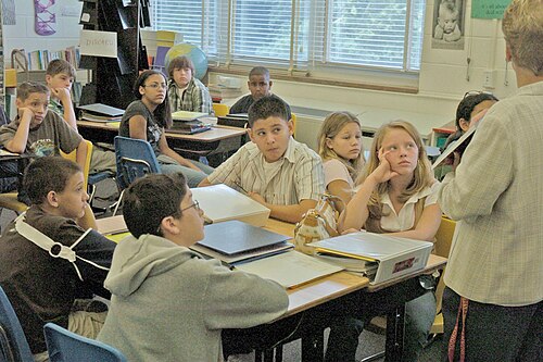 Middle-school students in a classroom