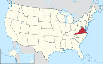 Map showing Virginia within the United States